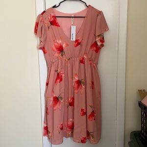 Pink floral maternity dress